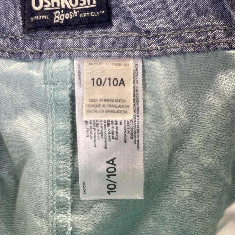 OshKosh B'gosh Shorts‎ Boys Size 10/10A Green Mint Color Casual Summer Chino